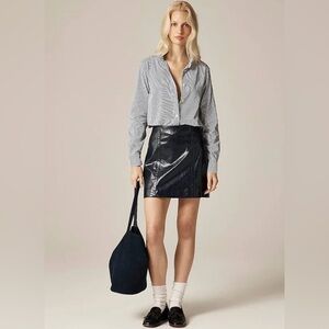 NWT J. Crew Jules ruffle-collar shirt in striped cotton poplin Gray/White Sz XS